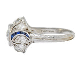 Art Deco 2.38 CTW Diamond Sapphire Platinum Dinner Engagement Ring - Wilson's Estate Jewelry