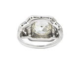 Art Deco 2.69 CTW Diamond Platinum Cushion Foliate Engagement Ring GIA Wilson's Estate Jewelry