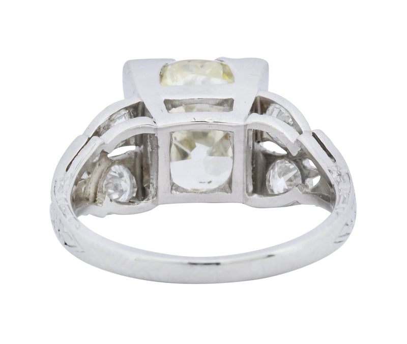 Art Deco 3.80 CTW Old Mine Diamond Platinum Engagement Ring - Wilson's Estate Jewelry