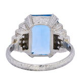 Art Deco 5.60 CTW Aquamarine Diamond Platinum Cocktail Ring - Wilson's Estate Jewelry