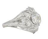 Art Deco 5.60 CTW Old European Cut Diamond Platinum Three Stone Ring - Wilson's Estate Jewelry