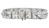 Art Deco 9.58 CTW Diamond Sapphire Platinum Bracelet - Wilson's Estate Jewelry