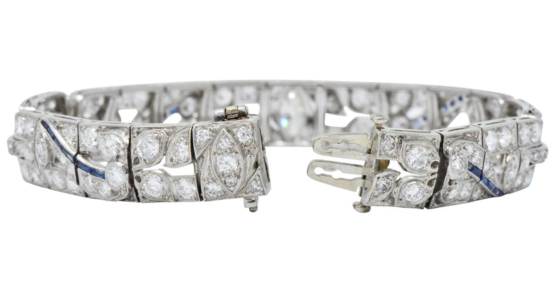 Art Deco 9.58 CTW Diamond Sapphire Platinum Bracelet - Wilson's Estate Jewelry