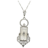 Art Deco Camphor Glass Diamond And 14 Karat White Gold Pendant Necklace Wilson's Estate Jewelry