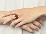 Art Deco Carnelian Enamel Hearts 14 Karat White Gold Ring - Wilson's Estate Jewelry