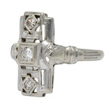 Art Deco Diamond 14 Karat White Gold Dinner Cocktail Ring - Wilson's Estate Jewelry