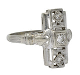 Art Deco Diamond 14 Karat White Gold Dinner Cocktail Ring - Wilson's Estate Jewelry