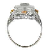 Art Deco Diamond Camphor Glass 14 Karat Tri-Color Gold Dinner Ring - Wilson's Estate Jewelry