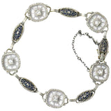 Art Deco Diamond Camphor Glass Enamel Platinum-Topped Bracelet Wilson's Estate Jewelry