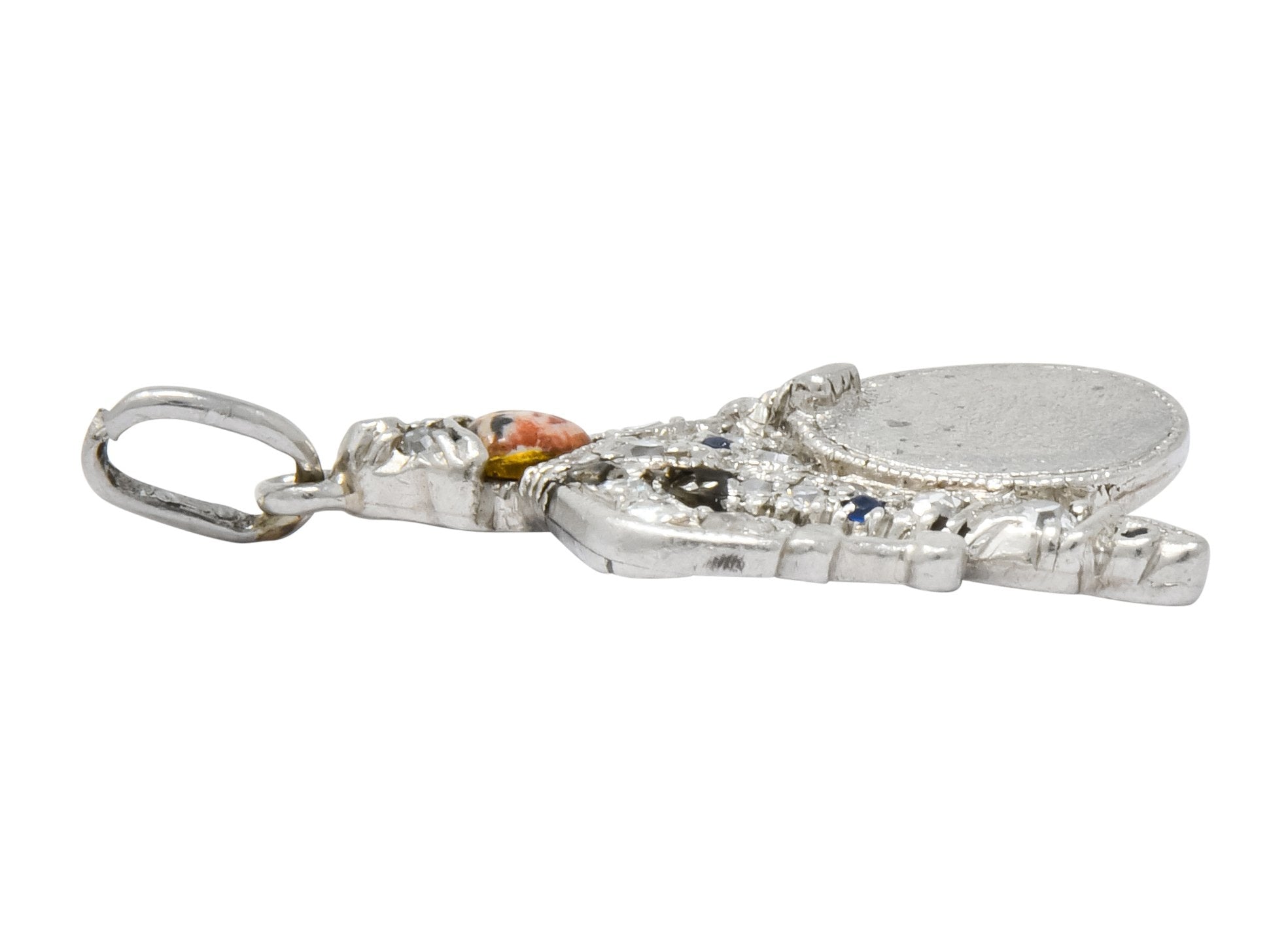 Art Deco Diamond Enamel Sapphire Platinum Drummer Boy Charm - Wilson's Estate Jewelry