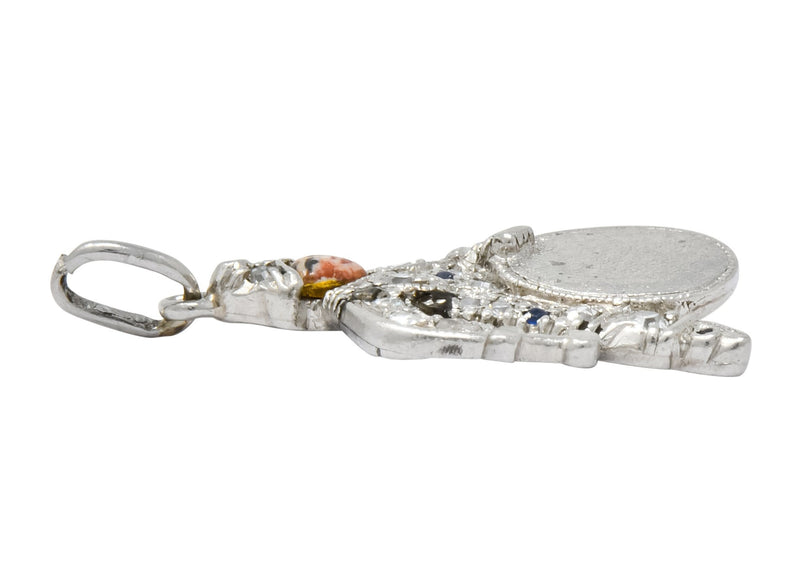 Art Deco Diamond Enamel Sapphire Platinum Drummer Boy Charm - Wilson's Estate Jewelry