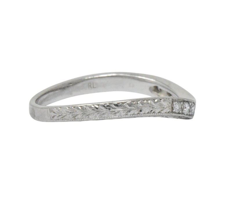 Art Deco Diamond Platinum Contoured Wedding Band Ring Wilson's Estate Jewelry
