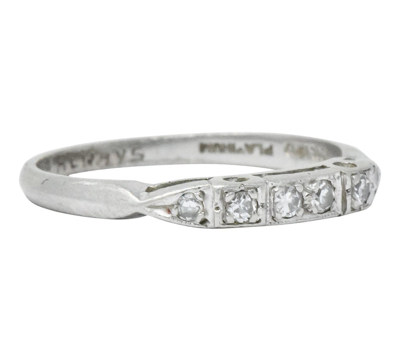 Art Deco Diamond Platinum Stackable Band Ring Wilson's Estate Jewelry