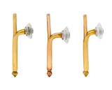 Art Deco Diamond Rock Crystal Men's 14 Karat Gold Cufflink Dress Set - Wilson's Estate Jewelry
