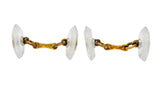Art Deco Diamond Rock Crystal Men's 14 Karat Gold Cufflink Dress Set - Wilson's Estate Jewelry