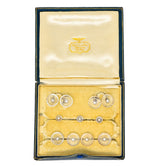 Art Deco Diamond Rock Crystal Men's 14 Karat Gold Cufflink Dress Set - Wilson's Estate Jewelry