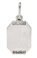 Art Deco French Enamel Diamond Platinum Qu Hier Que Demain Love Poem Charm - Wilson's Estate Jewelry