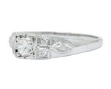 Art Deco Old European Cut Diamond 18 Karat White Gold Engagement Ring - Wilson's Estate Jewelry