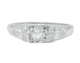 Art Deco Old European Cut Diamond 18 Karat White Gold Engagement Ring - Wilson's Estate Jewelry