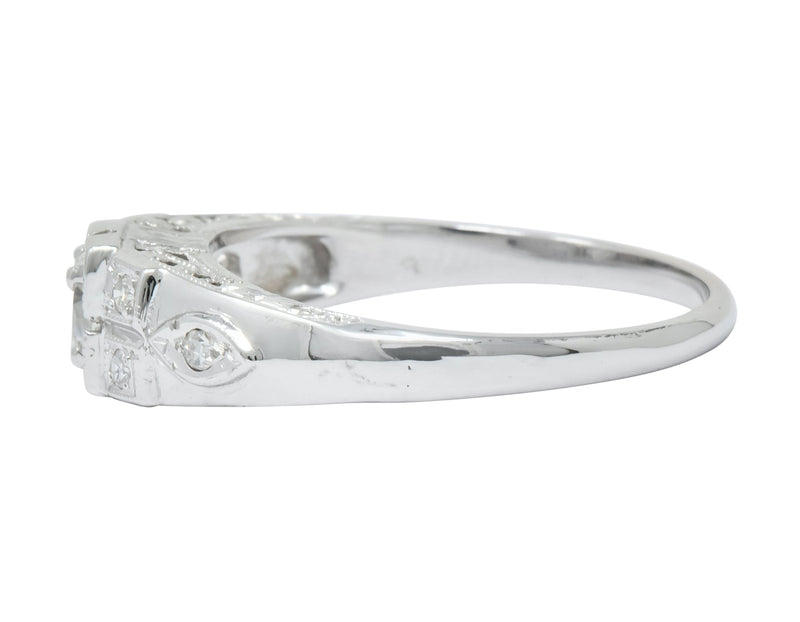 Art Deco Old European Cut Diamond 18 Karat White Gold Engagement Ring - Wilson's Estate Jewelry