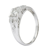 Art Deco Old European Cut Diamond 18 Karat White Gold Engagement Ring - Wilson's Estate Jewelry