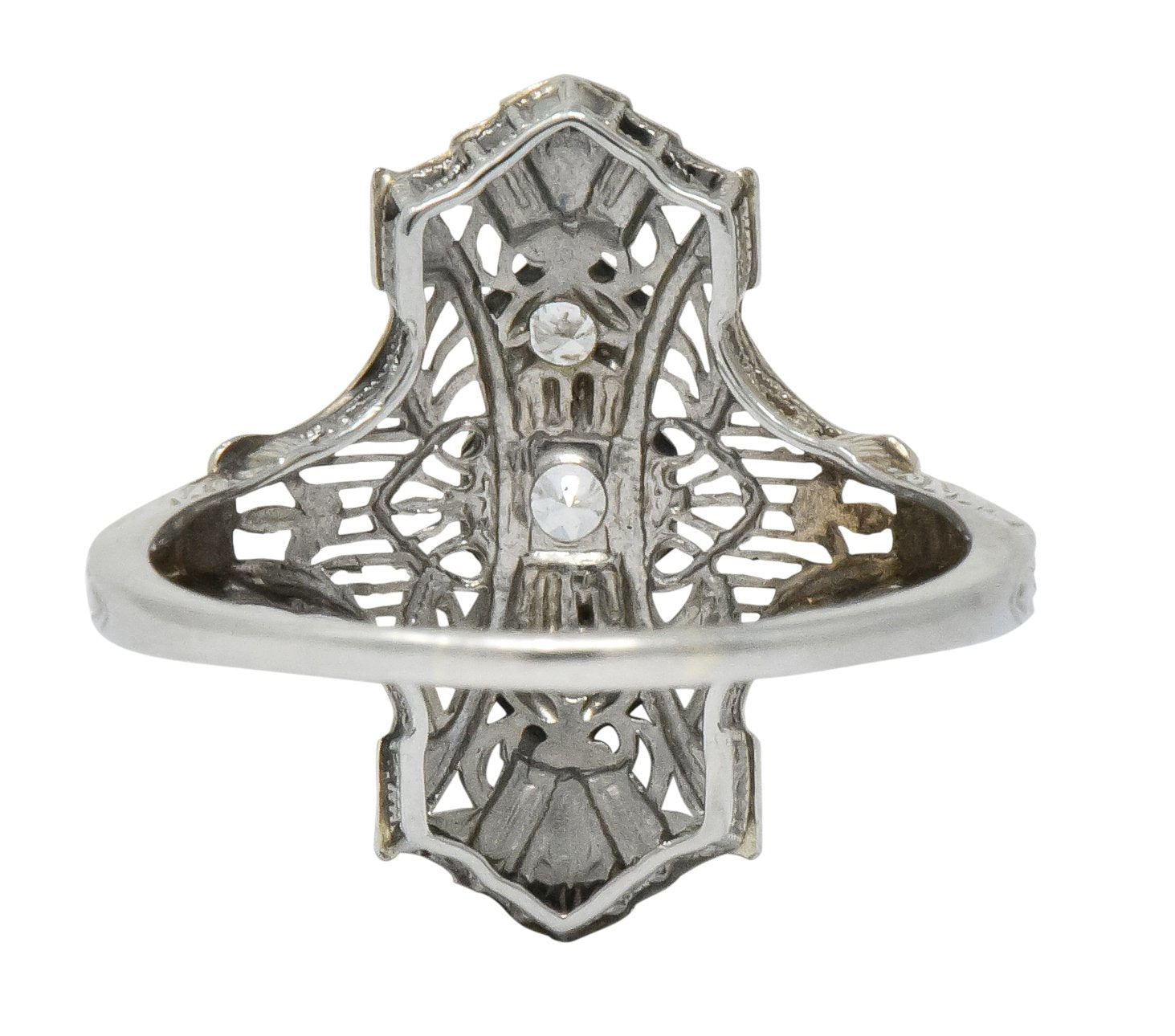 Art Deco Round Brilliant Diamond 18 Karat White Gold Dinner Ring - Wilson's Estate Jewelry