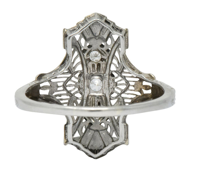 Art Deco Round Brilliant Diamond 18 Karat White Gold Dinner Ring - Wilson's Estate Jewelry