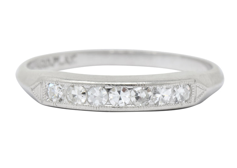 Art Deco Single Cut Diamond Platinum Stackable Band Ring - Wilson's Estate Jewelry