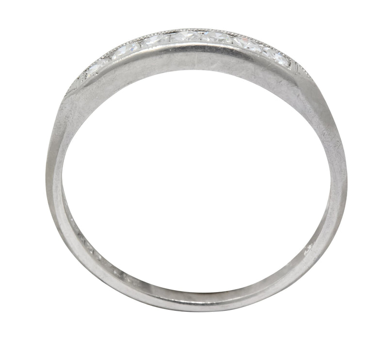 Art Deco Single Cut Diamond Platinum Stackable Band Ring - Wilson's Estate Jewelry