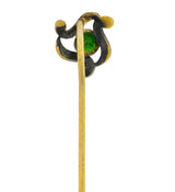 Art Nouveau 0.40 CTW Demantoid Garnet Gold Stylized Whiplash Stickpin - Wilson's Estate Jewelry