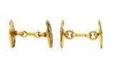 Art Nouveau 0.45 CTW Diamond 14 Karat Gold Men's Four Seasons Cufflinks - Wilson's Estate Jewelry