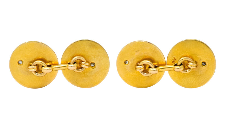 Art Nouveau 0.45 CTW Diamond 14 Karat Gold Men's Four Seasons Cufflinks - Wilson's Estate Jewelry