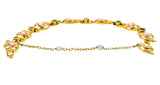 Art Nouveau 1.44 CTW Peridot Enamel Pearl 14 Karat Gold Link Bracelet - Wilson's Estate Jewelry