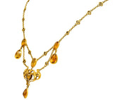 Art Nouveau 11.50 CTW Citrine 14 Karat Gold Swag Necklace - Wilson's Estate Jewelry