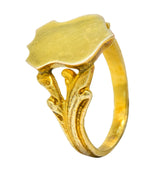 Art Nouveau 12 Karat Yellow Gold Shield Signet Unisex Ring - Wilson's Estate Jewelry