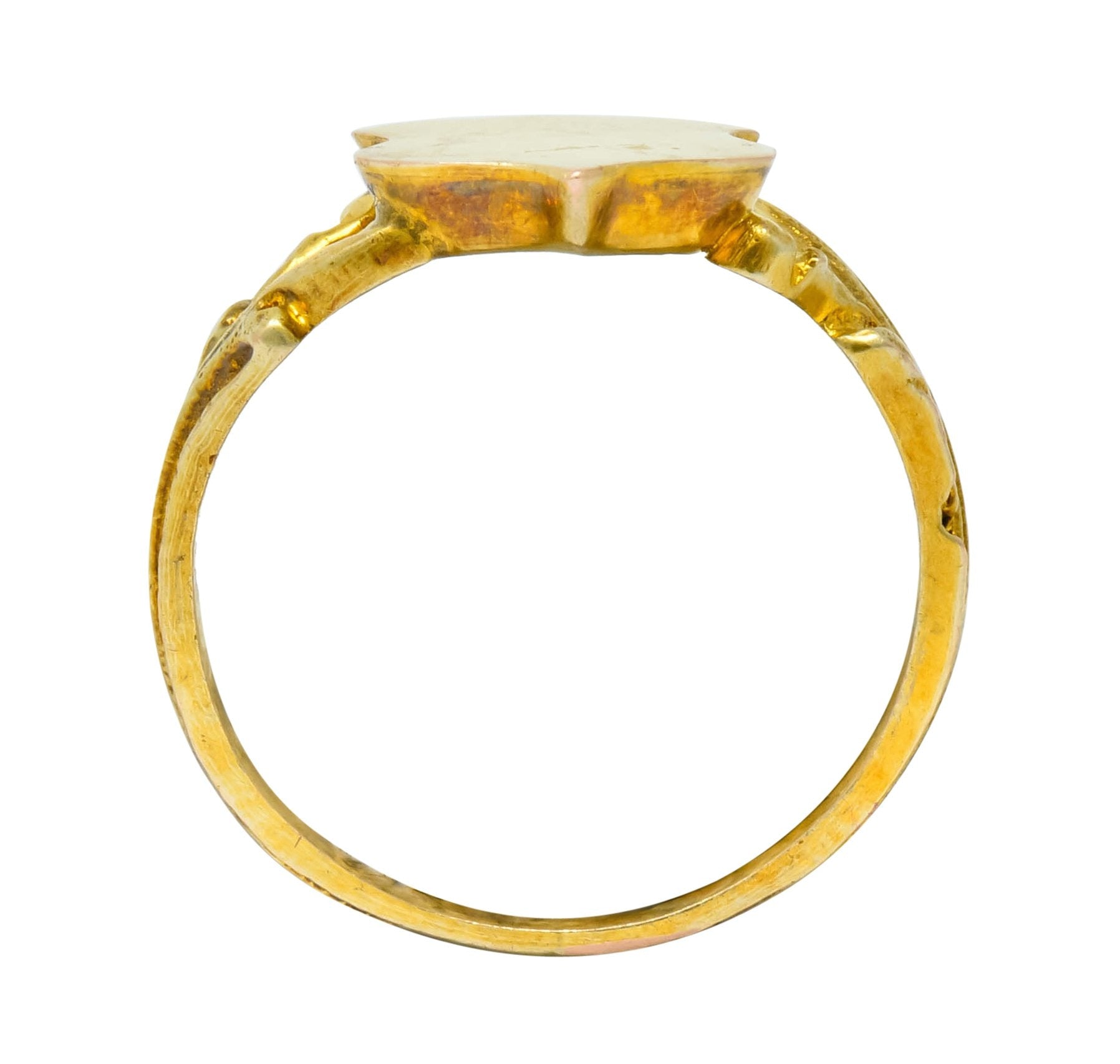 Art Nouveau 12 Karat Yellow Gold Shield Signet Unisex Ring - Wilson's Estate Jewelry