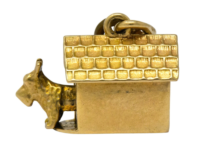 Art Nouveau 14 Karat Gold Articulated Scottish Terrier Dog House Charm - Wilson's Estate Jewelry
