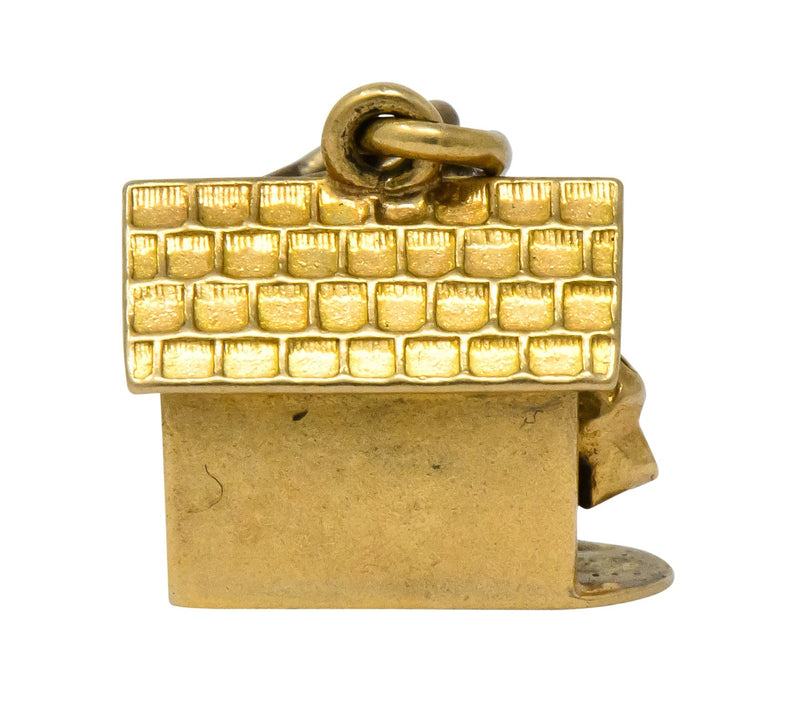 Art Nouveau 14 Karat Gold Articulated Scottish Terrier Dog House Charm - Wilson's Estate Jewelry