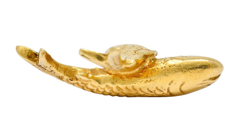 Art Nouveau 14 Karat Gold Crossed Fish Pisces Zodiac Charm - Wilson's Estate Jewelry