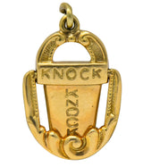 Art Nouveau 14 Karat Gold Elaborate Articulated Door Knocker Charm - Wilson's Estate Jewelry