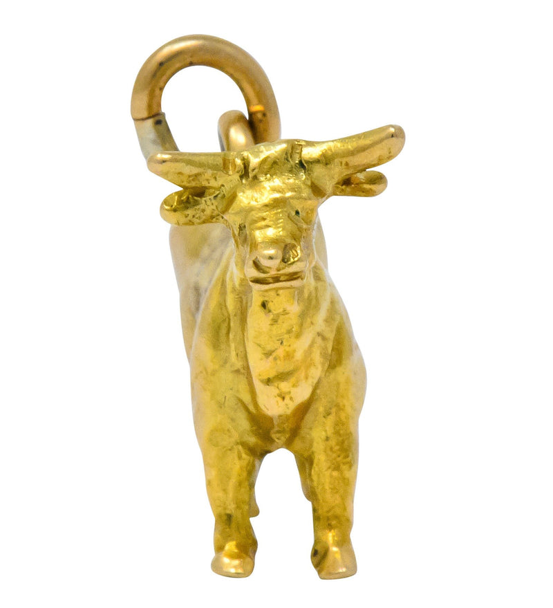 Art Nouveau 14 Karat Gold Horned Guernsey Dairy Cow Charm - Wilson's Estate Jewelry