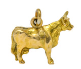 Art Nouveau 14 Karat Gold Horned Guernsey Dairy Cow Charm - Wilson's Estate Jewelry
