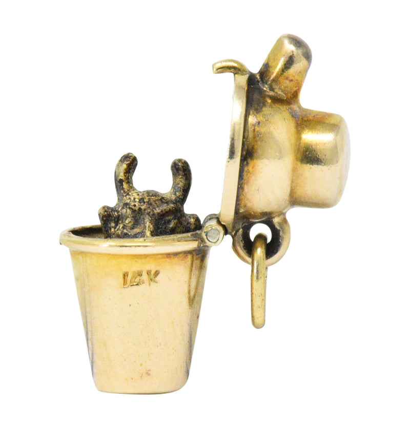 Art Nouveau 14 Karat Gold Opening Cocktail Shaker & Devil Charm Wilson's Estate Jewelry