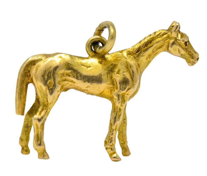 Art Nouveau 14 Karat Gold Realistic Horse Charm - Wilson's Estate Jewelry