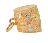 Art Nouveau 14 Karat Tri-Gold Floral Foliate Log Charm - Wilson's Estate Jewelry