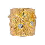 Art Nouveau 14 Karat Tri-Gold Floral Foliate Log Charm - Wilson's Estate Jewelry