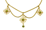 Art Nouveau 8.50 CTW Peridot 14 Karat Gold Swag Necklace - Wilson's Estate Jewelry