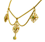 Art Nouveau 8.50 CTW Peridot 14 Karat Gold Swag Necklace - Wilson's Estate Jewelry