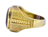 Art Nouveau Amethyst Intaglio 14 Karat Gold Unisex Ring - Wilson's Estate Jewelry