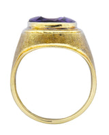 Art Nouveau Amethyst Intaglio 14 Karat Gold Unisex Ring - Wilson's Estate Jewelry